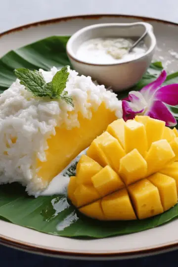 Authentique mango sticky rice thaïlandais