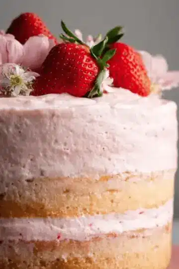 Vanilla Bean Cake with Strawberry Cream Cheese Frosting