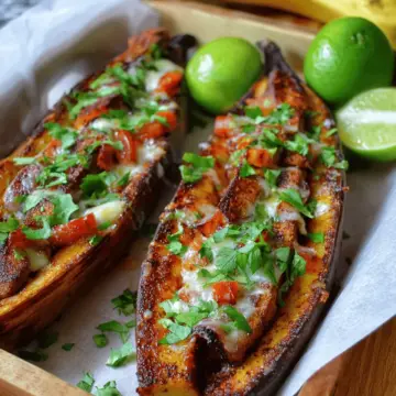 Canoas de Plátanos Maduros (Stuffed Plantain Boats)
