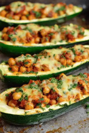 Vegan Stuffed Zucchini Boats With Chickpeas | Easy Recipe