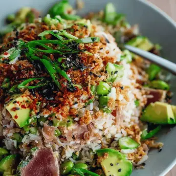 Tuna Avocado Crispy Rice Salad