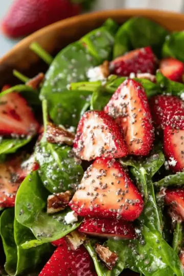 Spinach Strawberry Salad with Balsamic Poppy Seed Dressing