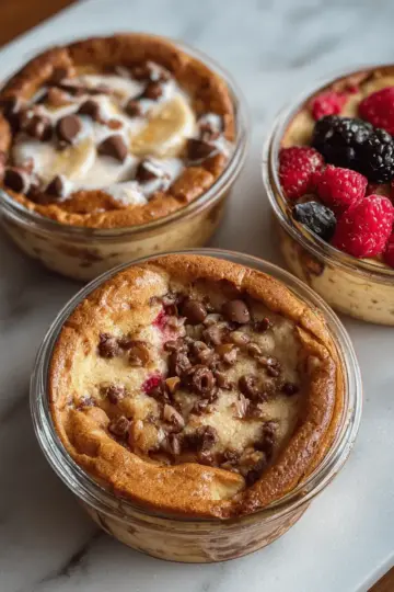 Baked Protein Pancake Bowls- great for meal prep and no banana needed