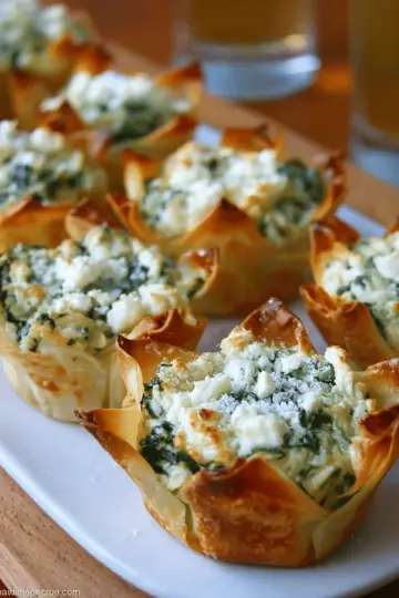 Spinach-Artichoke Dip Wonton Cups