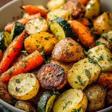 Garlic Herb Roasted Potatoes Carrots and Zucchini