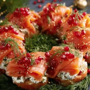 Christmas Salmon Bruschetta Wreath | An Elegant Holiday Appetizer