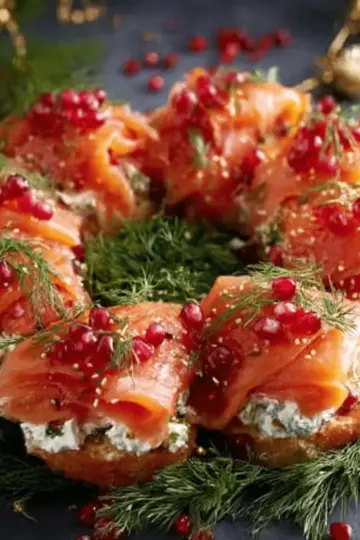 Christmas Salmon Bruschetta Wreath | An Elegant Holiday Appetizer