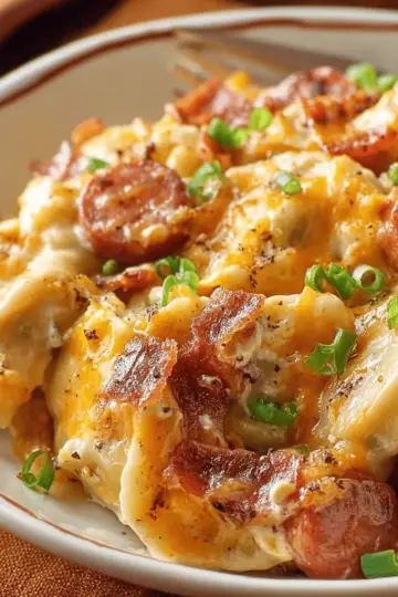 Crock Pot Pierogi and Kielbasa Casserole