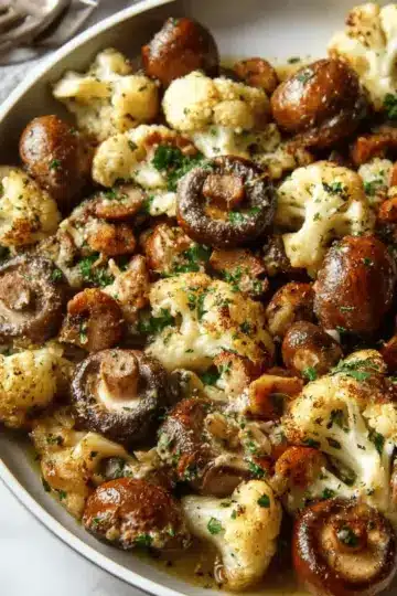 Garlic Butter Mushrooms and Cauliflower