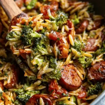 Chicken Sausage, Broccoli, and Orzo Skillet