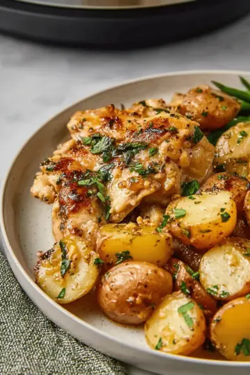 Slow Cooker Parmesan Garlic Chicken and Potatoes