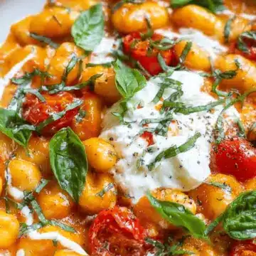 30 Minute Creamy Tomato Gnocchi with Burrata