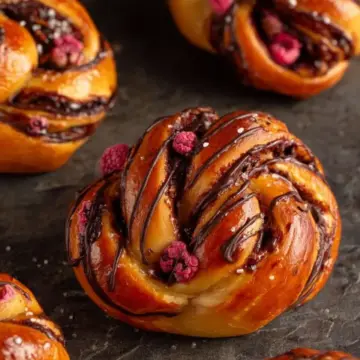 Chocolate Raspberry Swirl Brioche Buns
