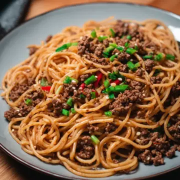 Asian Ground Beef Spaghetti
