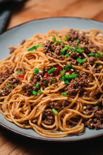 Asian Ground Beef Spaghetti