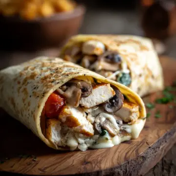 Mushroom Mozzarella Chicken Wrap