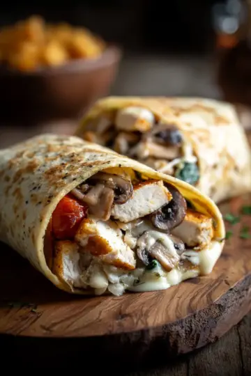 Mushroom Mozzarella Chicken Wrap