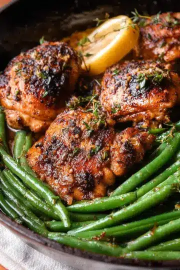 Chicken Thighs with Lemon Garlic Green Beans