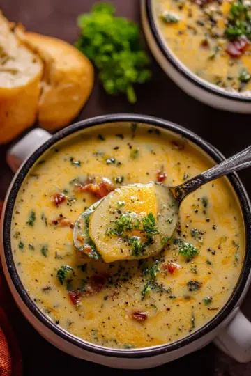 Hearty Cheddar Garlic Herb Potato Soup