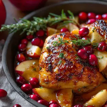Maple-Glazed Roast Chicken with Apples and Cranberries