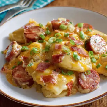 Crock Pot Pierogi and Kielbasa Casserole