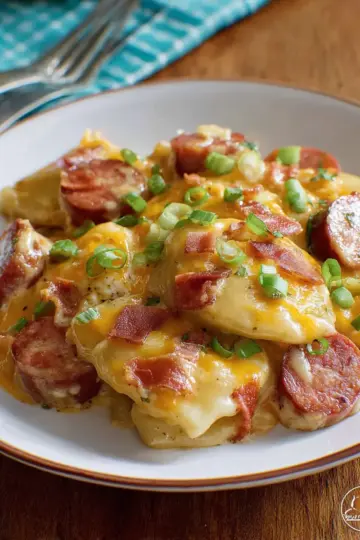 Crock Pot Pierogi and Kielbasa Casserole