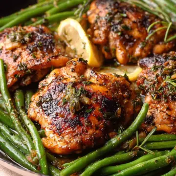 Chicken Thighs with Lemon Garlic Green Beans
