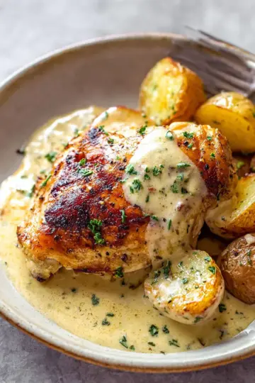 Chicken and Potatoes with Dijon Cream Sauce
