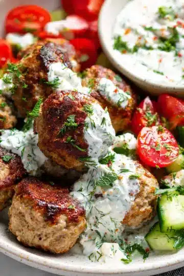 Greek Turkey Meatballs with Tzatziki