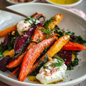Roasted Beets and Carrots Salad with Burrata