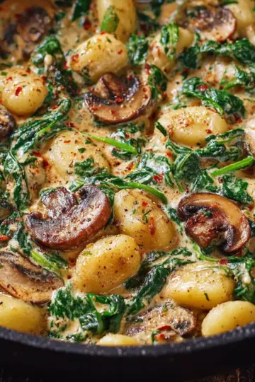 Creamy Spinach and Mushroom Gnocchi (One-Pan, 20 Minutes)