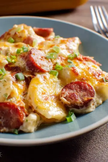 Crock Pot Pierogi and Kielbasa Casserole