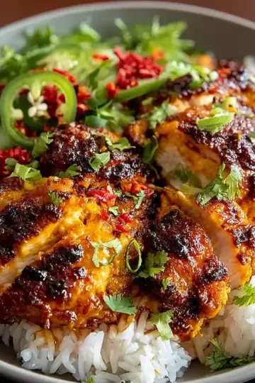 Spicy Maple Chicken with Coconut Rice