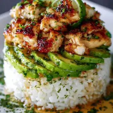 Honey Lime Chicken & Avocado Rice Stack